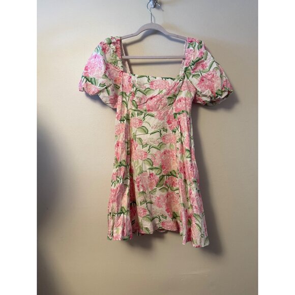 Hill House Smocked Hydrangea Mini Dress With Puff Sleeves Small - Picture 2 of 10